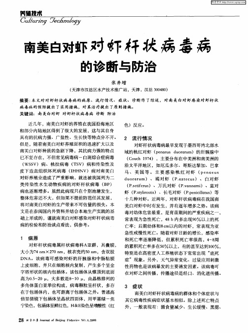 南美白对虾对虾杆状病毒病的诊断与防治