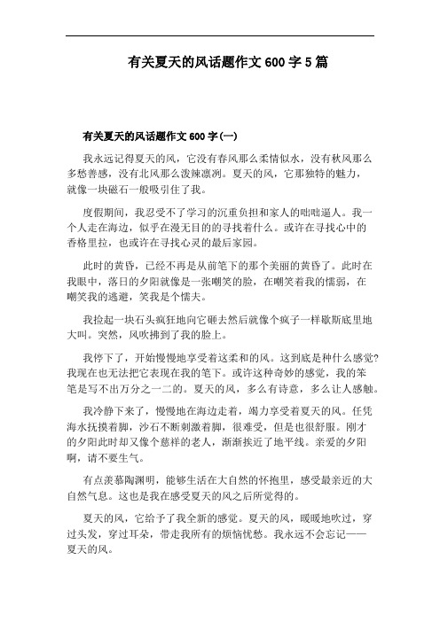 有关夏天的风话题作文600字5篇