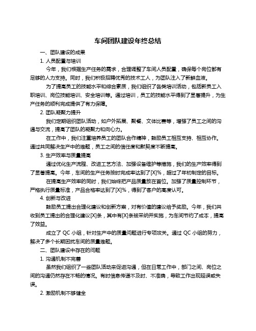 车间团队建设年终总结