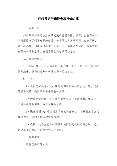 好领导班子建设专项行动方案