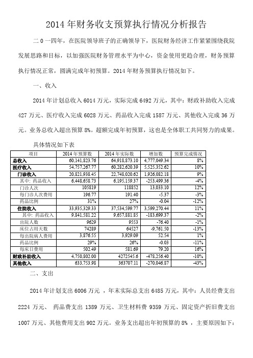 2014年预算执行分析