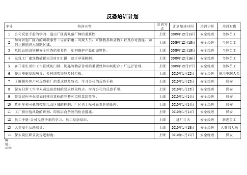 反恐培训计划