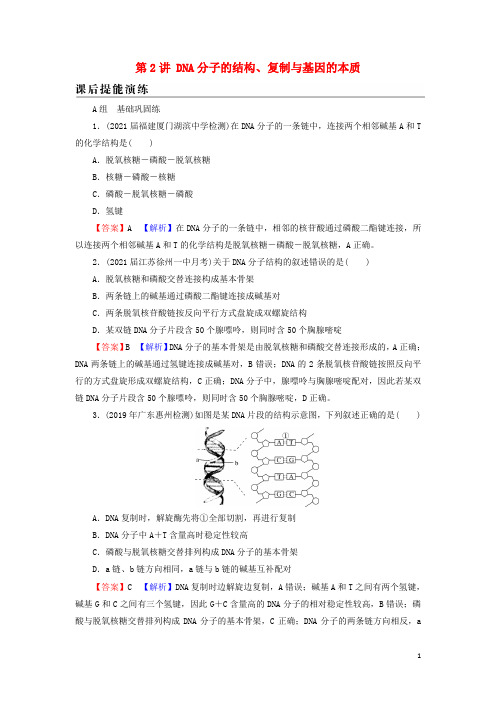 2022届高考生物一轮复习第6单元基因的本质与表达第2讲DNA分子的结构复制与基因的本质课后练习含解