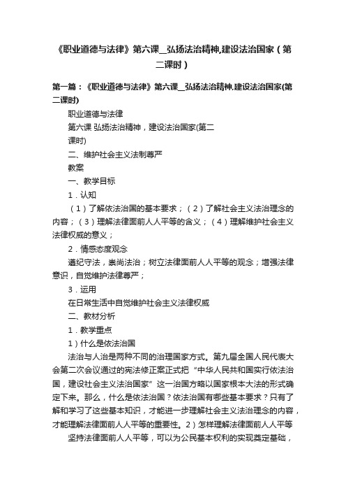 《职业道德与法律》第六课__弘扬法治精神,建设法治国家（第二课时）