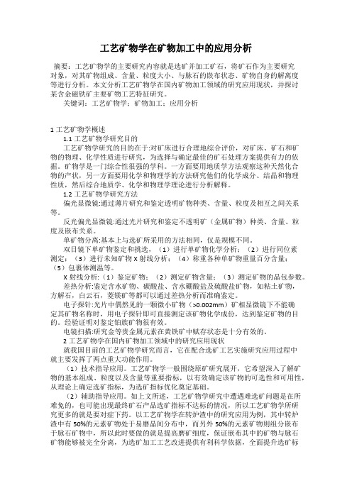 工艺矿物学在矿物加工中的应用分析