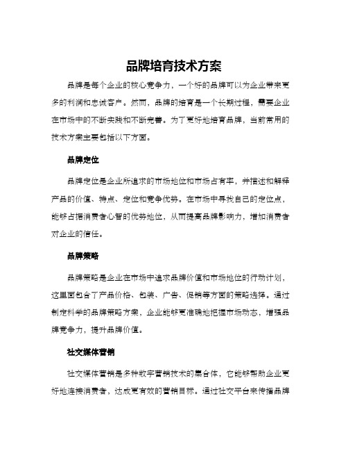 品牌培育技术方案