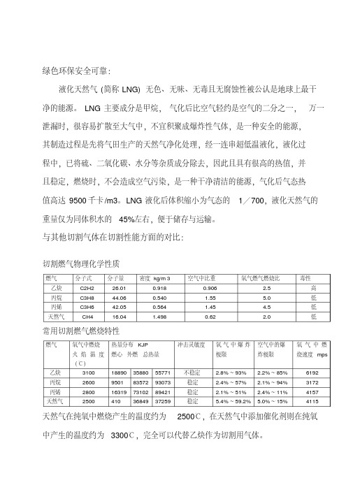 液化天然气作为金属切割用气体的优势