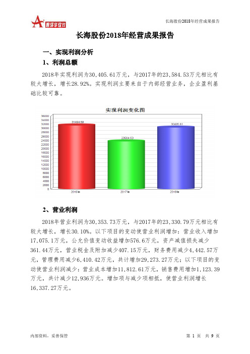 长海股份2018年经营成果报告-智泽华