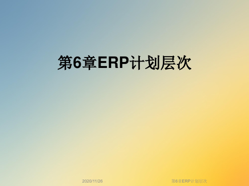 第6章ERP计划层次