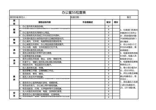 办公区5S检查表