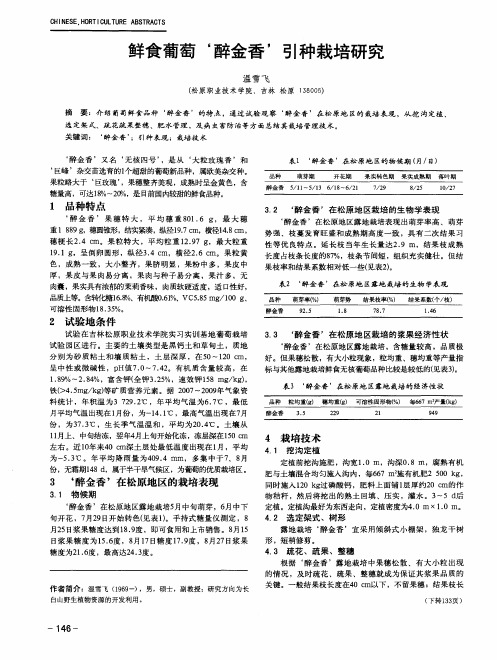 鲜食葡萄‘醉金香’引种栽培研究