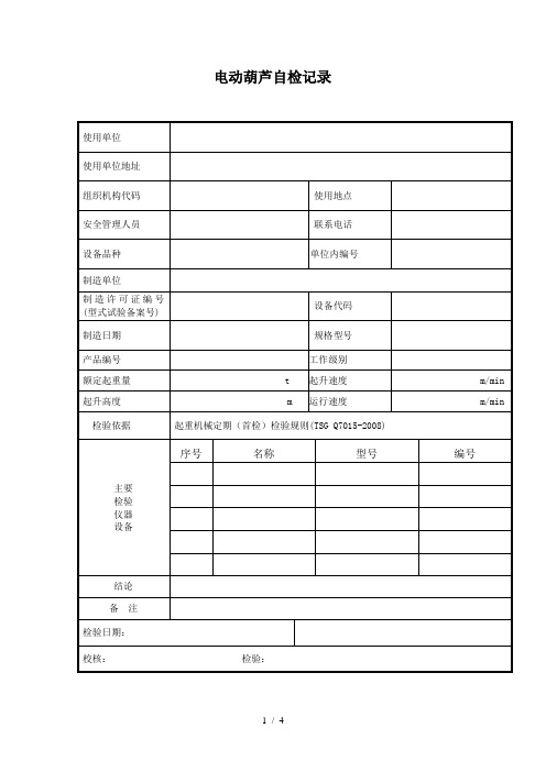 电动葫芦自检记录