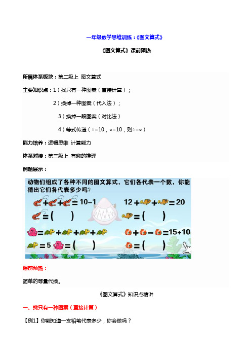 一年级数学思维训练：《图文算式》