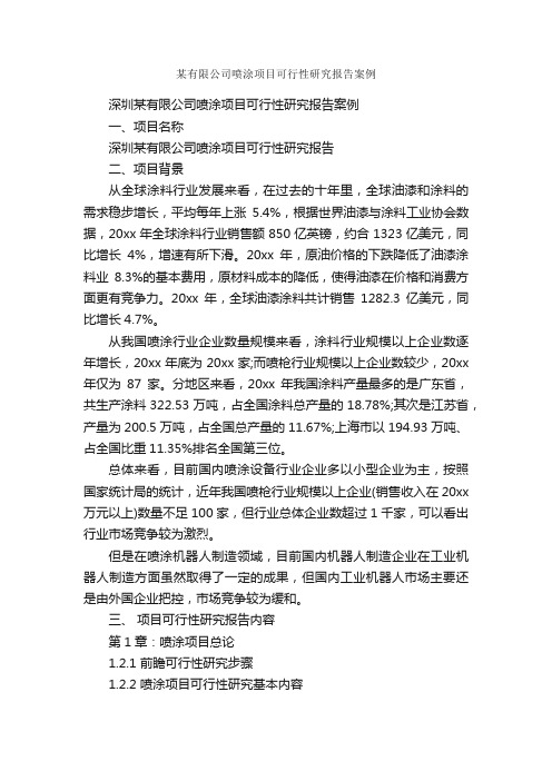 某有限公司喷涂项目可行性研究报告案例_可行性报告_