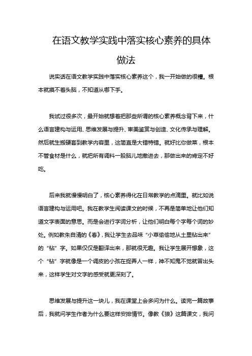 在语文教学实践中落实核心素养的具体做法