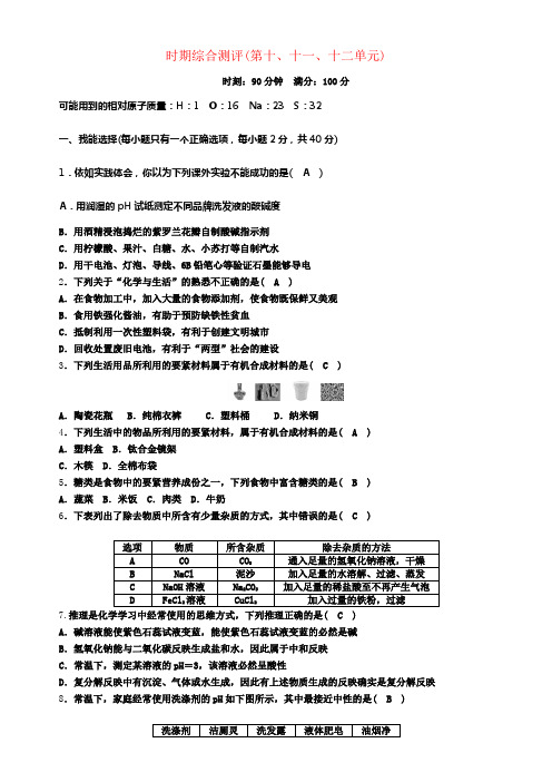 中考化学命题研究时期综合测评第10_12单元