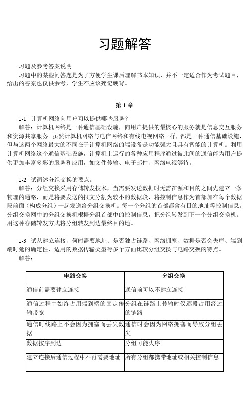 计算机网络教程第五版课后答案