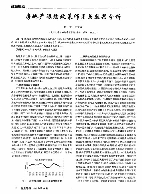 房地产限购政策作用与效果分析