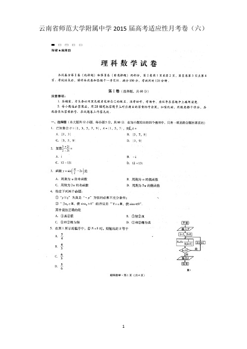 云南省师范大学附属中学2015届高考适应性月考卷(六)数学(理)试题(扫描版)