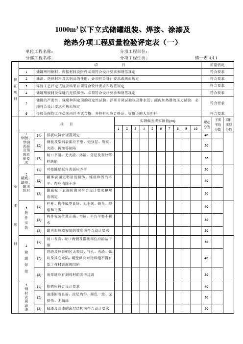 石化行业罐质量检验评定表