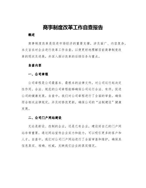 商事制度改革工作自查报告