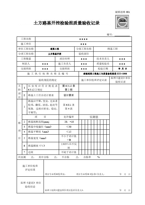 市政道路质量验收记录(市政检验批,好干货)