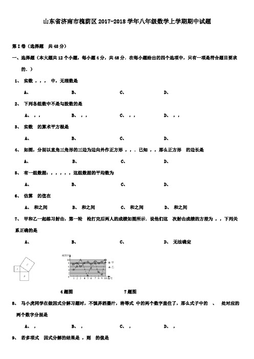 山东省济南市槐荫区2017-2018学年八年级数学上学期期中试题.