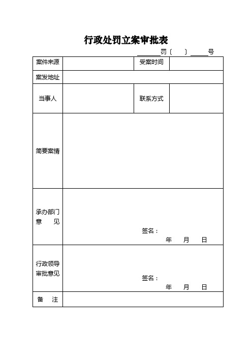 行政处罚立案审批表【模板】