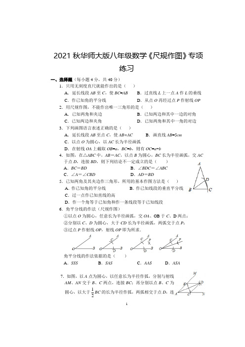 2021秋华师大版八年级数学《尺规作图》专项练习