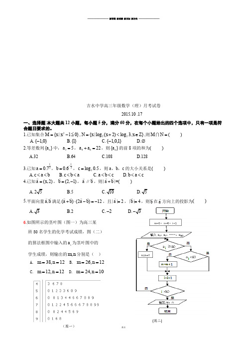 吉水中学高三年级数学(理)月考试卷.docx