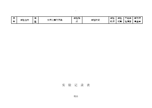 初中物理实验记录表