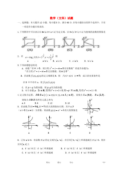 山东省聊城市莘县实验高中高三数学第一次月考试题 文 新人教A版【会员独享】