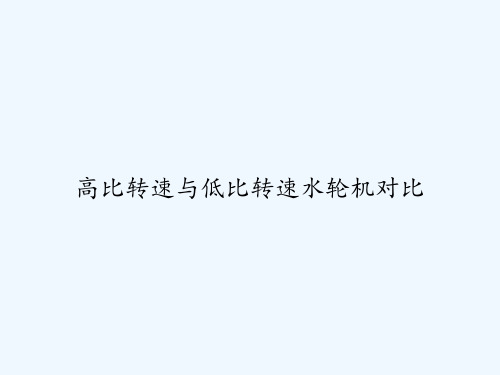 高比转速与低比转速水轮机对比 PPT