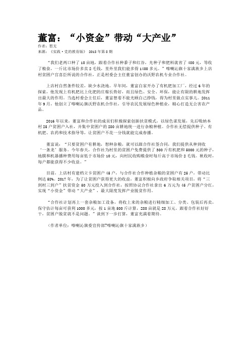 董富：“小资金”带动“大产业”