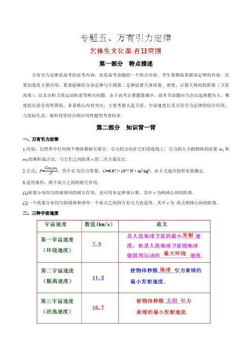 专题05 万有引力定律-2016年高考物理备考艺体生百日突围系列(解析版)
