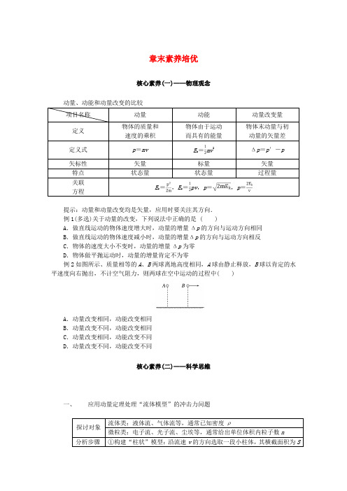 新教材2025版高中物理第一章动量与动量守恒定律章末素养培优学案教科版选择性必修第一册