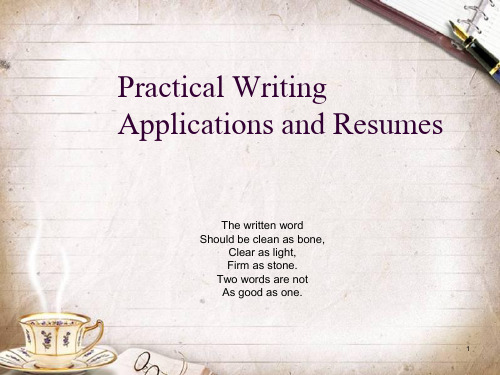 Practical Writing Applications and Resumes(英文版)