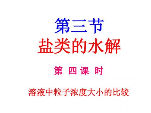 第四课时 溶液中粒子浓度大小的比较