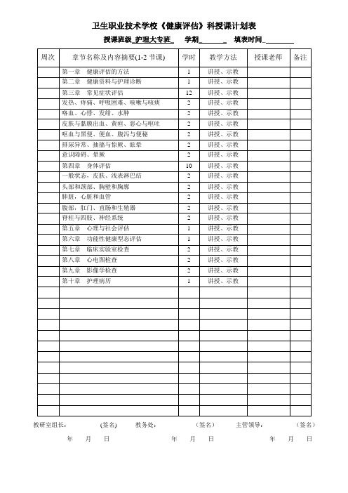 《健康评估》全套教案