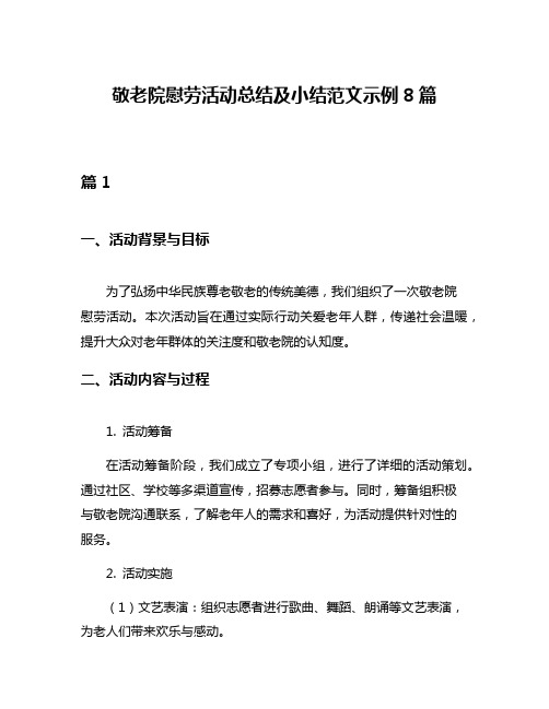 敬老院慰劳活动总结及小结范文示例8篇