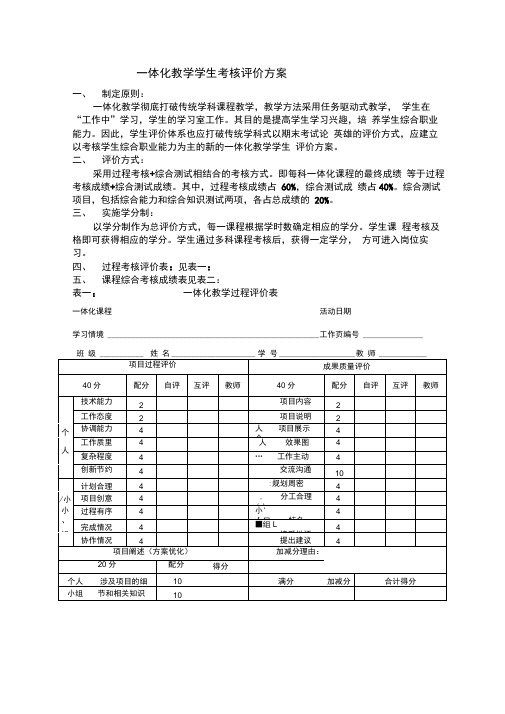 一体化教学评价方案