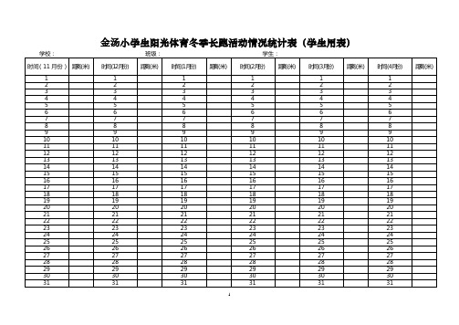 金汤小学生阳光体育冬季长跑活动情况统计表(学生用...