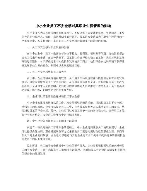 中小企业员工不安全感对其职业生涯管理的影响