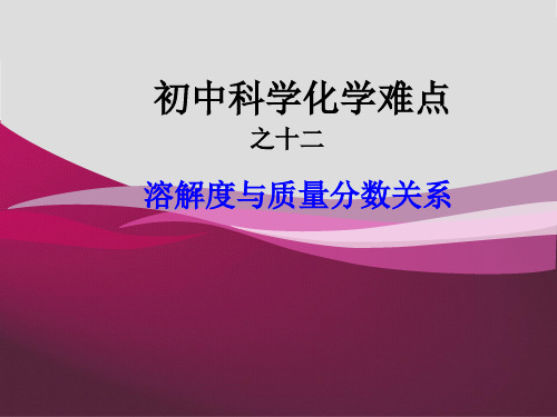 初中科学化学难点之溶解度与质量分数关系