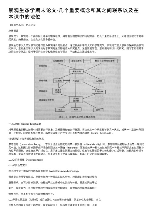 景观生态学期末论文-几个重要概念和其之间联系以及在本课中的地位