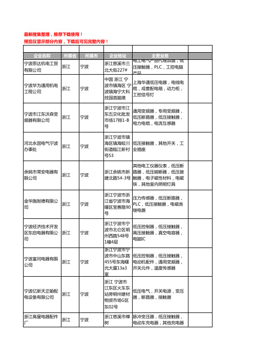 新版浙江省宁波低压接触器工商企业公司商家名录名单联系方式大全39家