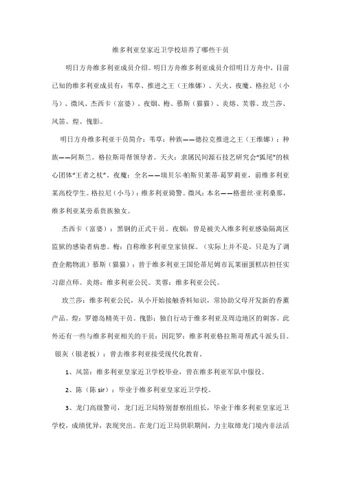 维多利亚皇家近卫学校培养了哪些干员