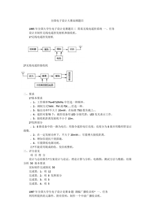 全国电子设计大赛高频题目