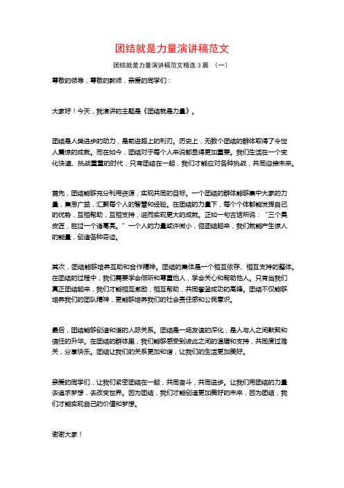 团结就是力量演讲稿范文3篇