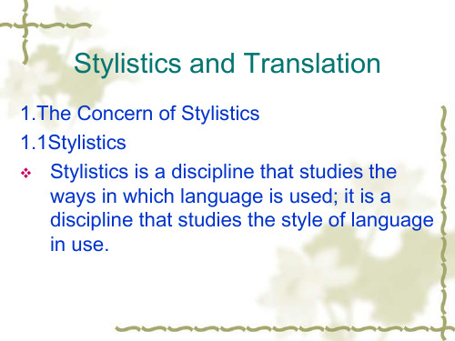 Stylistics and Translation